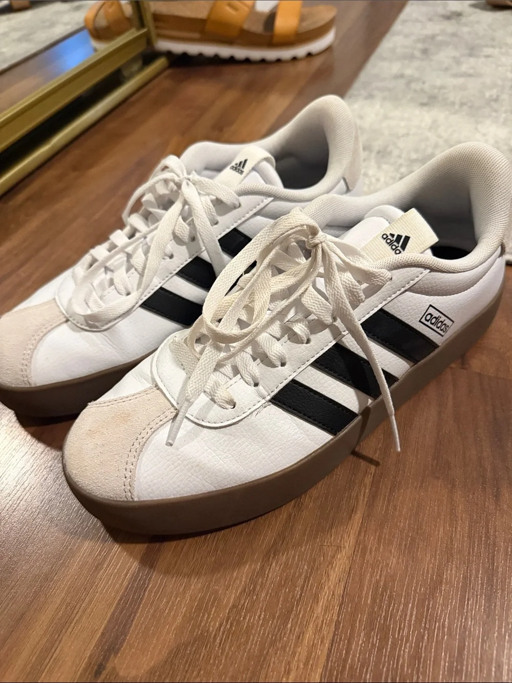 adidas White and Black Classic Low-Top Sneakers